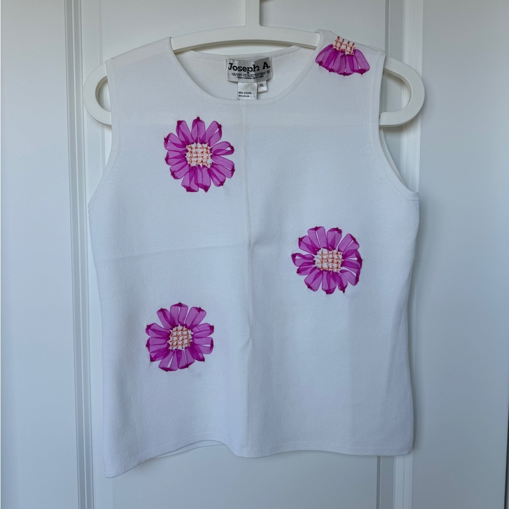 NEW White Floral Ribbon Tank Y2K